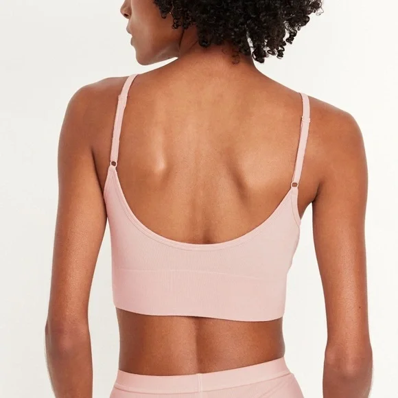 Women's Old Navy Pink seamless longline Bralette - Picture 2 of 3